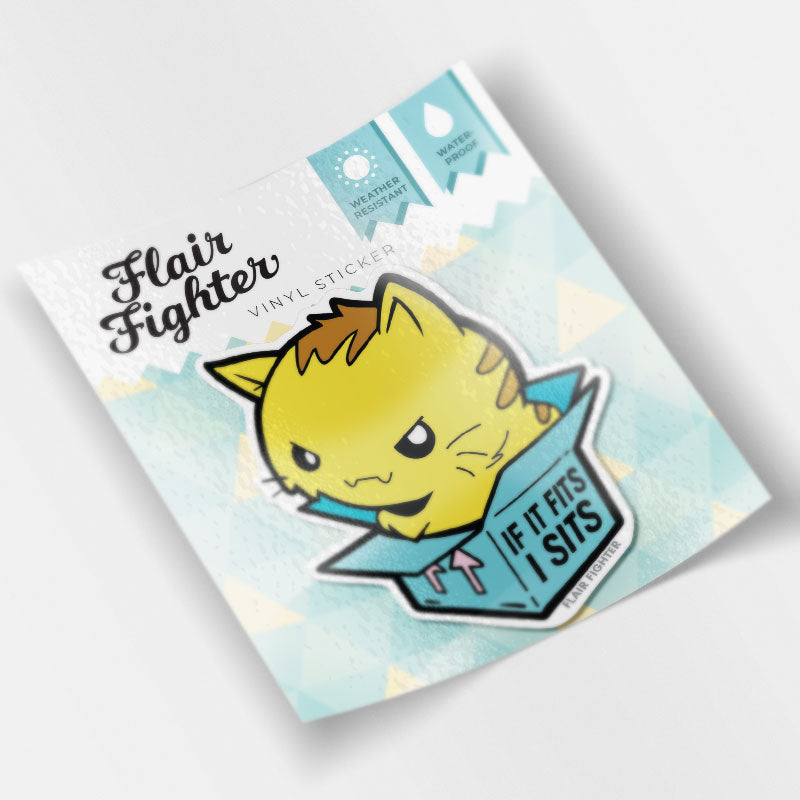 If It Fits I Sits Cat Vinyl Sticker Decorative Stickers Flair Fighter   
