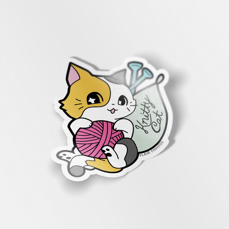 Knitty Calico Cat Vinyl Sticker Decorative Stickers Flair Fighter   