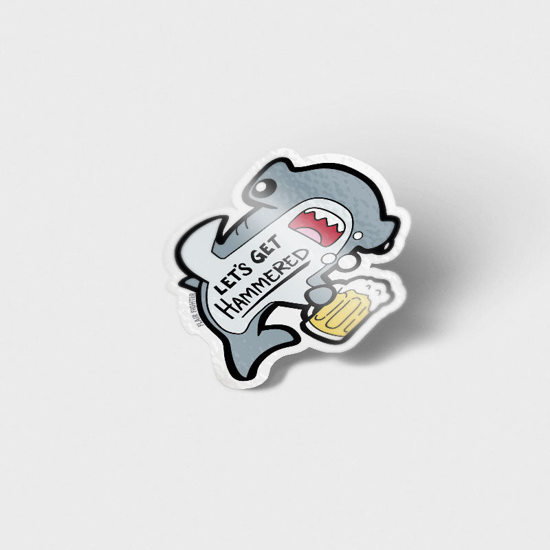 Let's Get Hammered Hammerhead Shark Vinyl Sticker (Gray Variant) Decorative Stickers Flair Fighter   