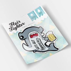 Let's Get Hammered Hammerhead Shark Vinyl Sticker (Gray Variant) Decorative Stickers Flair Fighter   