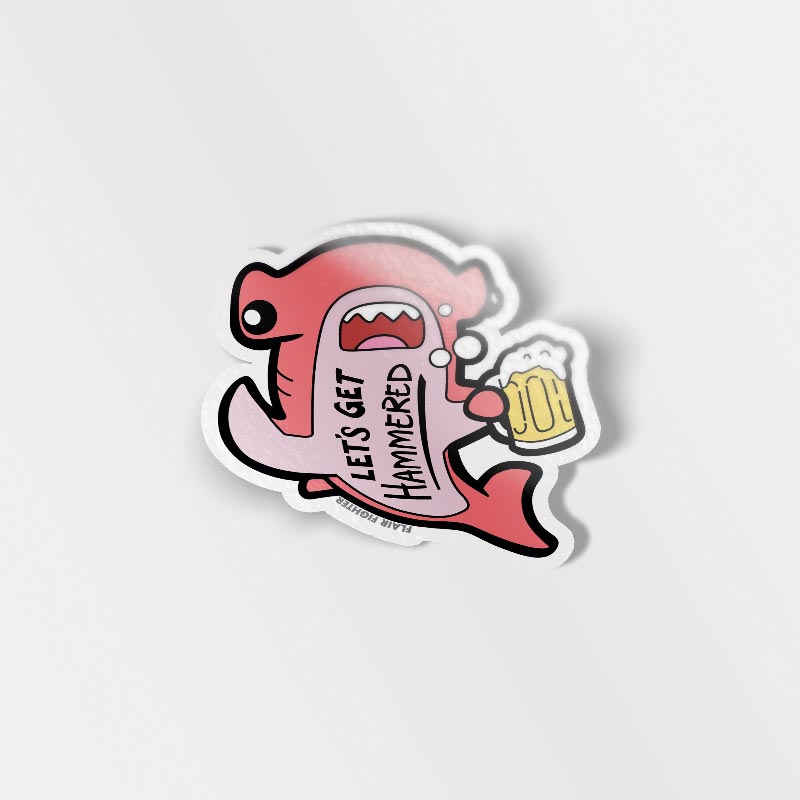 Let's Get Hammered Hammerhead Shark Vinyl Sticker (Pink Variant) Decorative Stickers Flair Fighter   