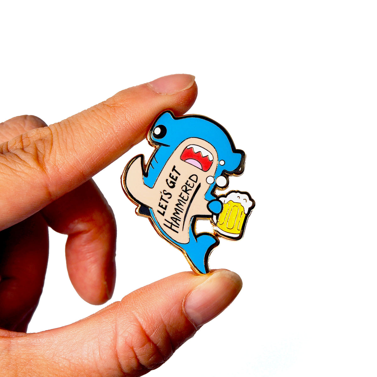 Let's Get Hammered Hammerhead Shark Enamel Pin (Blue Variant) Brooches & Lapel Pins Flair Fighter   