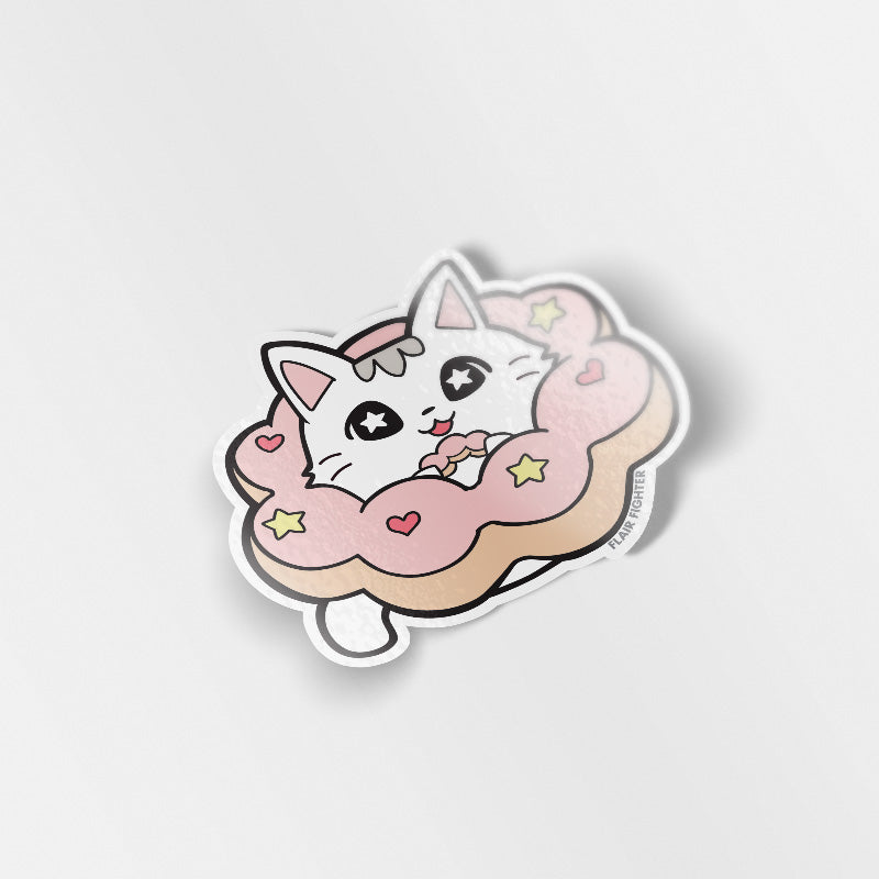 Mochi Pon-De-Ring Donut Cat Vinyl Sticker Decorative Stickers Flair Fighter   
