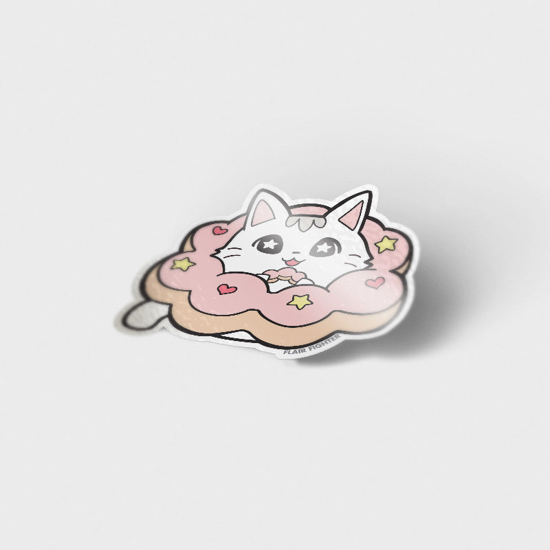 Mochi Pon-De-Ring Donut Cat Vinyl Sticker Decorative Stickers Flair Fighter   