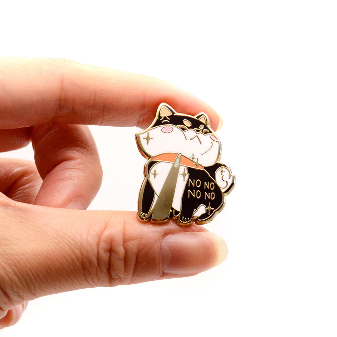 Stubborn Black & Tan Shiba Inu NO NO NO NO Enamel Pin Brooches & Lapel Pins Flair Fighter   