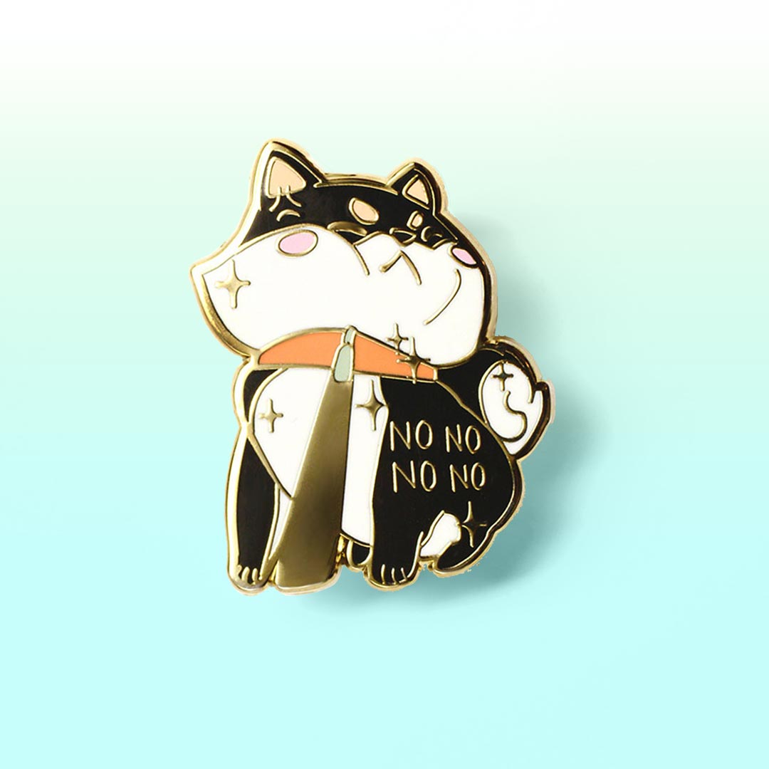 Stubborn Black & Tan Shiba Inu NO NO NO NO Enamel Pin Brooches & Lapel Pins Flair Fighter   