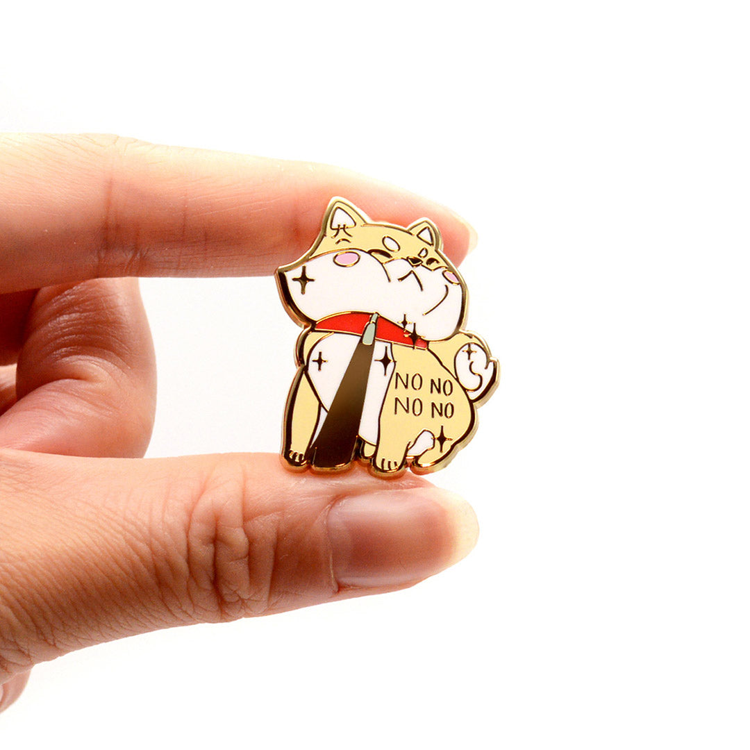 Stubborn Cream Shiba Inu NO NO NO NO Enamel Pin Brooches & Lapel Pins Flair Fighter   