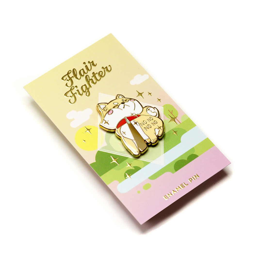 Stubborn Cream Shiba Inu NO NO NO NO Enamel Pin Brooches & Lapel Pins Flair Fighter   
