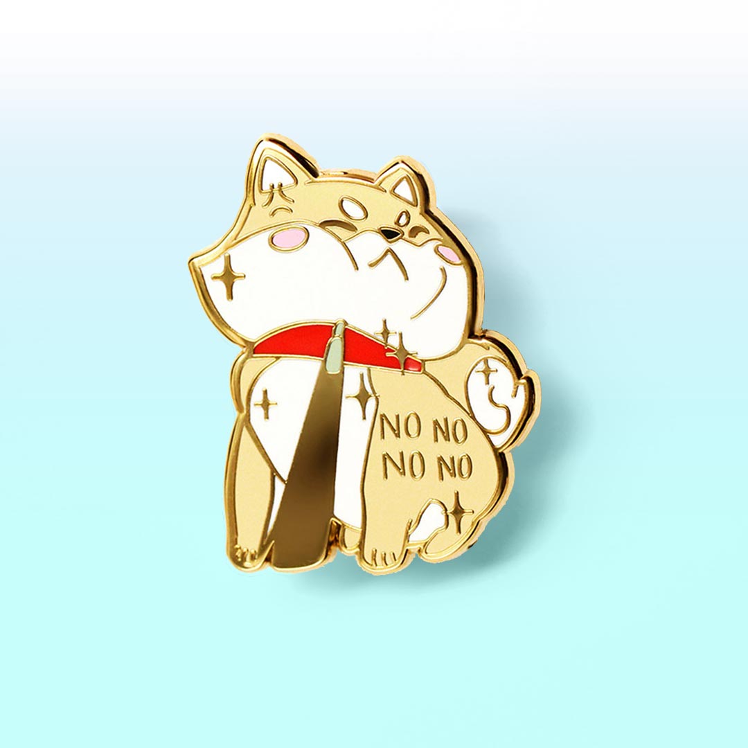 Stubborn Cream Shiba Inu NO NO NO NO Enamel Pin Brooches & Lapel Pins Flair Fighter   