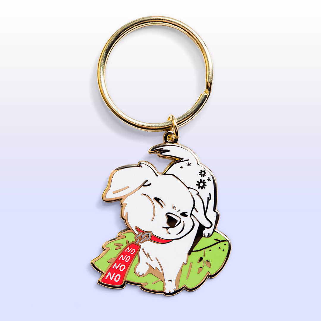 Stubborn Golden Retriever Enamel Keychain  Flair Fighter   