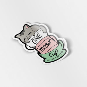One Meowr Cup Cat Vinyl Sticker  Flair Fighter   