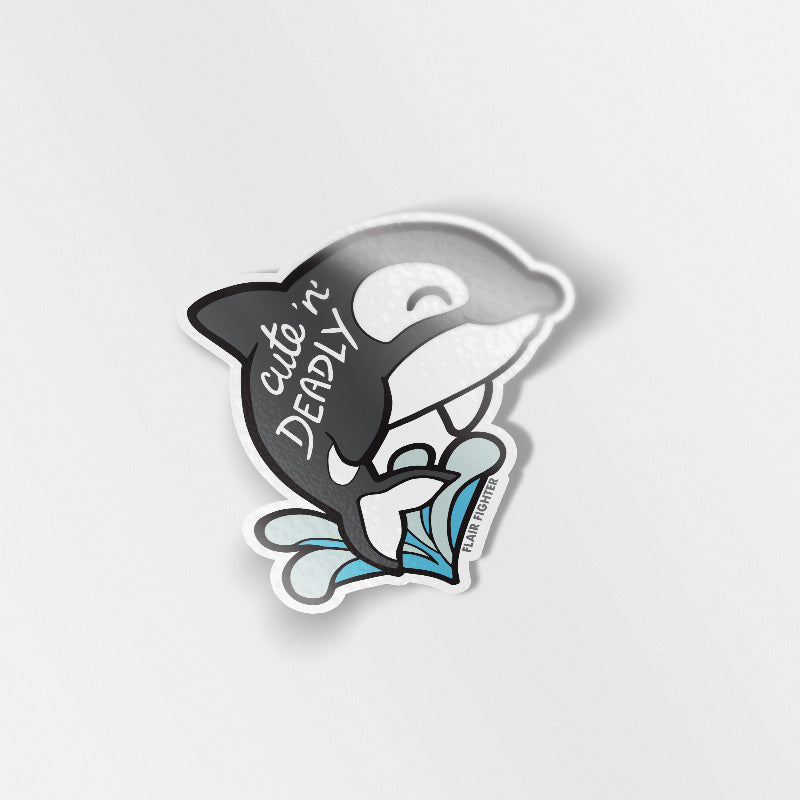 "Cute n Deadly" Orca Killer Whale Vinyl Sticker Decorative Stickers Flair Fighter   