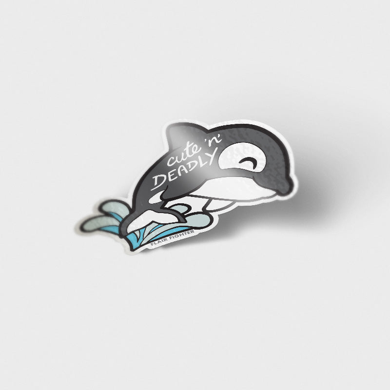 "Cute n Deadly" Orca Killer Whale Vinyl Sticker Decorative Stickers Flair Fighter   