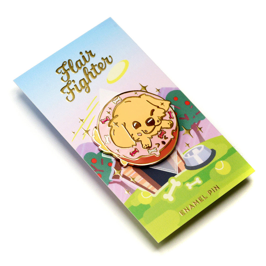 Golden Retriever Donut Enamel Pin Brooches & Lapel Pins Flair Fighter   
