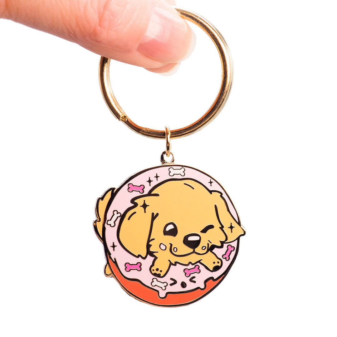 Golden Retriever Donut Enamel Keychain  Flair Fighter   