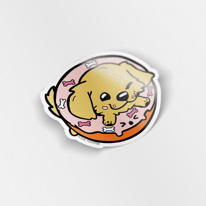 Golden Retriever Donut Vinyl Sticker Decorative Stickers Flair Fighter   
