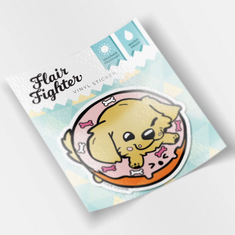 Golden Retriever Donut Vinyl Sticker Decorative Stickers Flair Fighter   