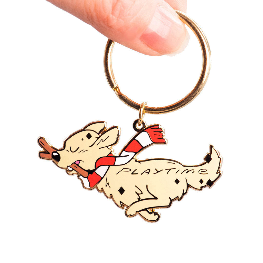 Playtime Golden Retriever Enamel Keychain  Flair Fighter   