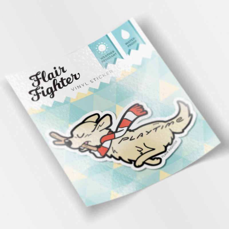 Playtime Golden Retriever Vinyl Sticker Decorative Stickers Flair Fighter   