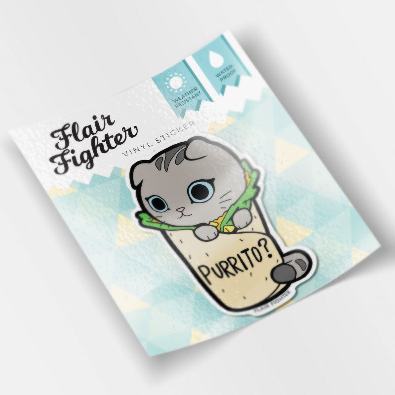 Purrito Cat Burrito Vinyl Sticker Decorative Stickers Flair Fighter   