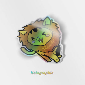 Rawr Lion Cat Holographic Vinyl Sticker Decorative Stickers Flair Fighter   