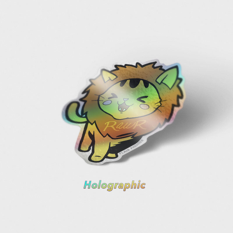 Rawr Lion Cat Holographic Vinyl Sticker Decorative Stickers Flair Fighter   