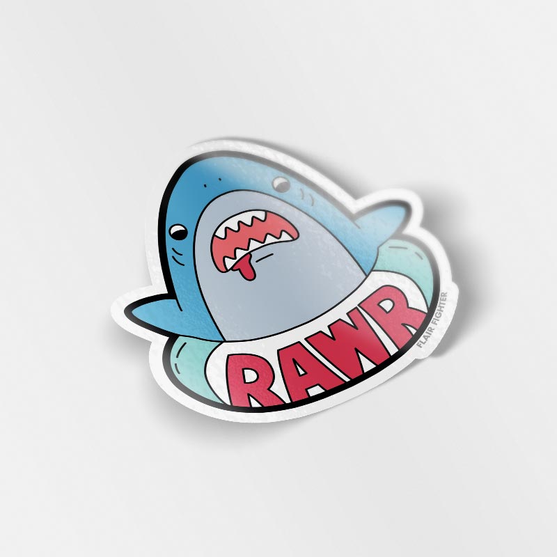 RAWR Shark Vinyl Sticker Decorative Stickers Flair Fighter   