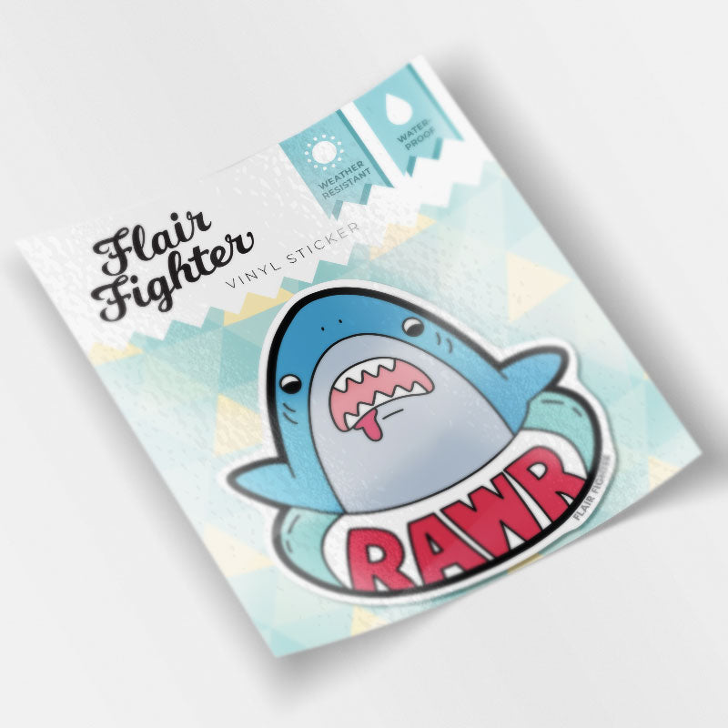 RAWR Shark Vinyl Sticker Decorative Stickers Flair Fighter   