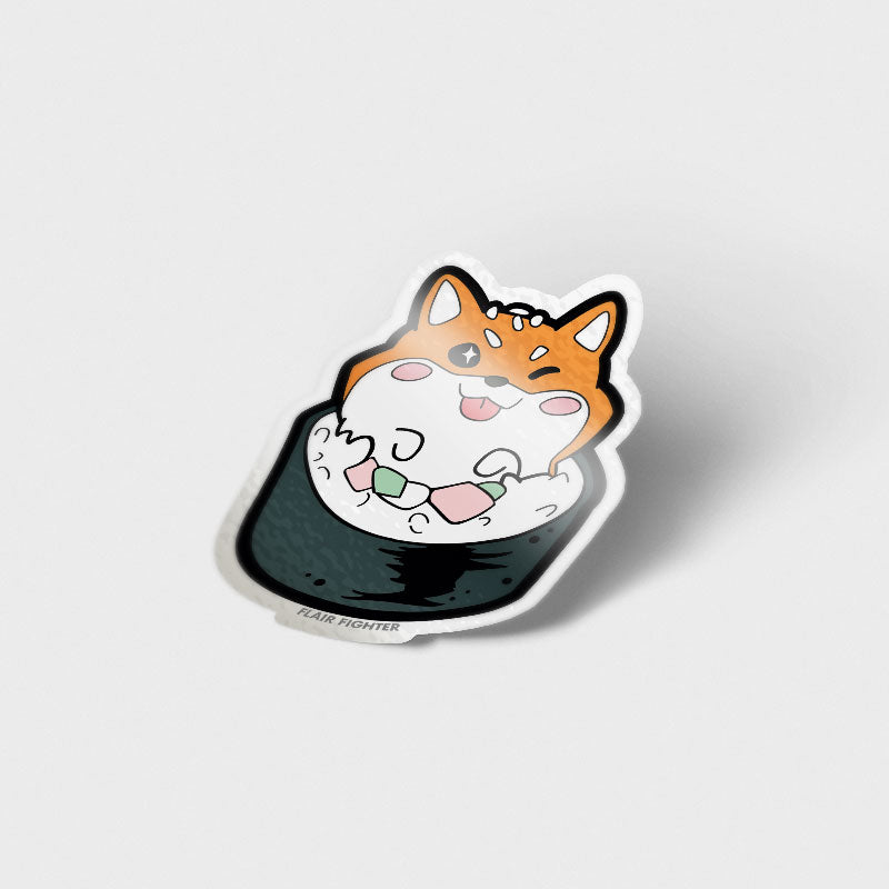 Red Shiba Inu Maki Sushi Roll Vinyl Sticker Decorative Stickers Flair Fighter   
