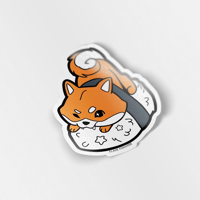 Red Shiba Inu Sushi Vinyl Sticker Decorative Stickers Flair Fighter   