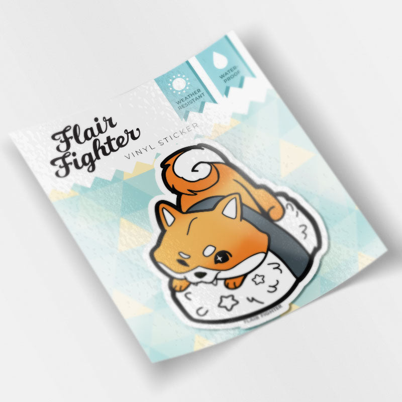 Red Shiba Inu Sushi Vinyl Sticker Decorative Stickers Flair Fighter   