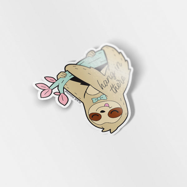 Hang in There Upside Down Sloth Vinyl Sticker - Flair Fighter