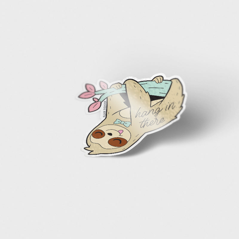Hang in There Upside Down Sloth Vinyl Sticker Decorative Stickers Flair Fighter   