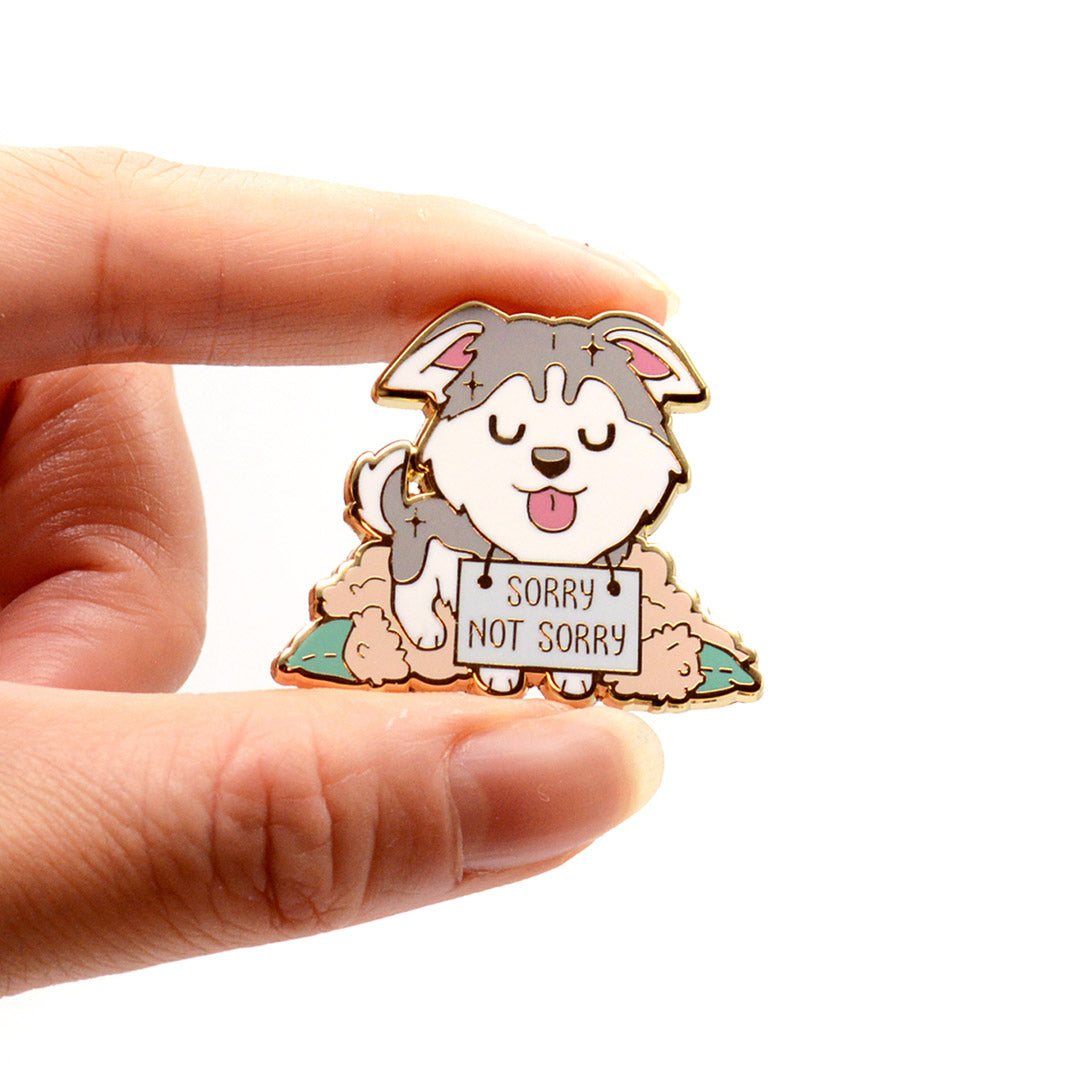 "Sorry Not Sorry" Husky Enamel Pin Brooches & Lapel Pins Flair Fighter   