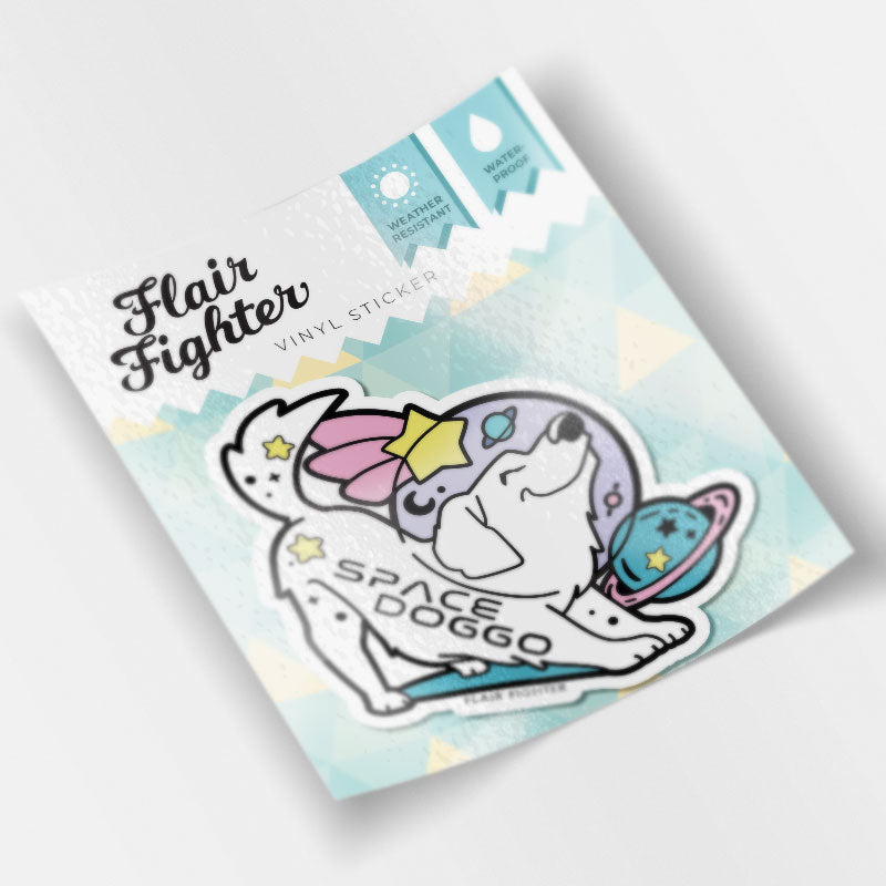 Space Doggo Golden Retriever Vinyl Sticker Decorative Stickers Flair Fighter   