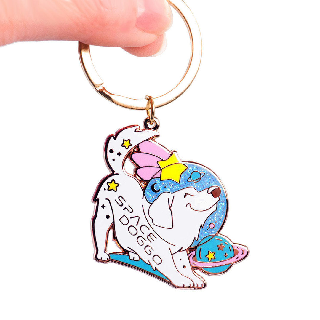 Space Doggo Golden Retriever Enamel Keychain  Flair Fighter   