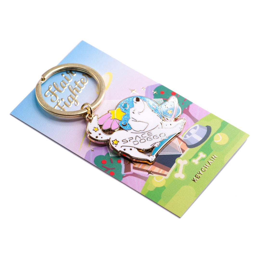 Space Doggo Golden Retriever Enamel Keychain  Flair Fighter   