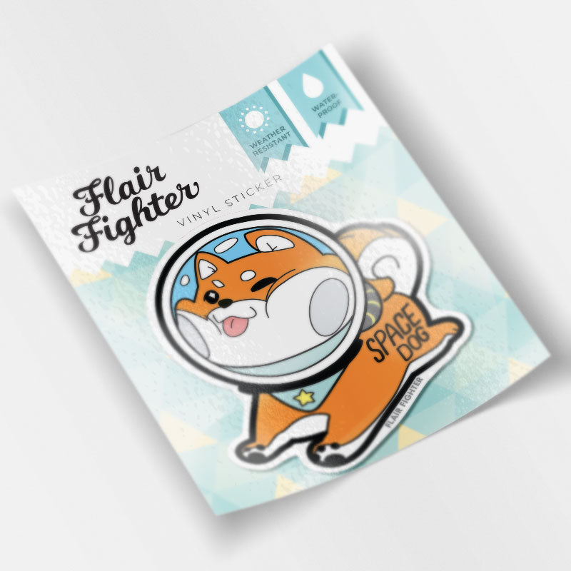 Red Shiba Inu Space Dog Vinyl Sticker Decorative Stickers Flair Fighter   