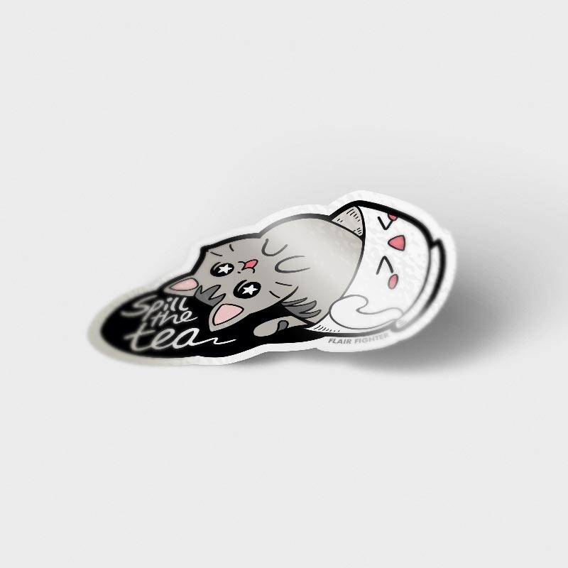 Spill the Tea Cat Vinyl Sticker Decorative Stickers Flair Fighter   