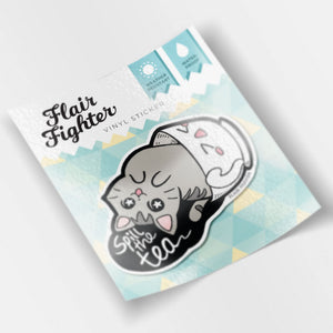 Spill the Tea Cat Vinyl Sticker Decorative Stickers Flair Fighter   