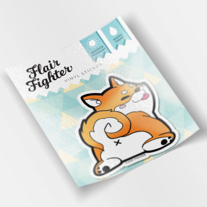 Red Shiba Inu Sploot Vinyl Sticker Decorative Stickers Flair Fighter   