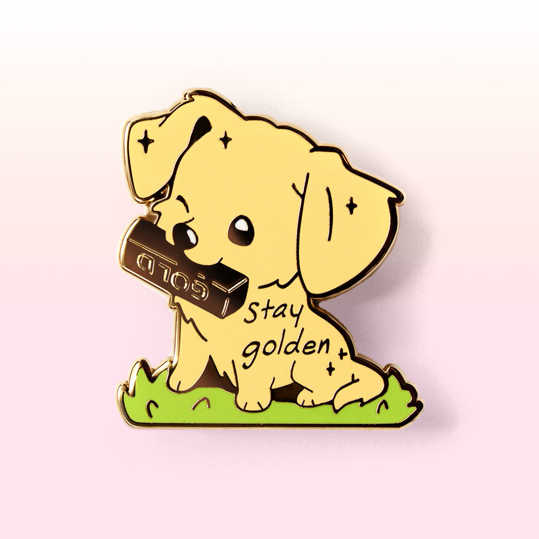 "Stay Golden" Golden Retriever Enamel Pin Brooches & Lapel Pins Flair Fighter   
