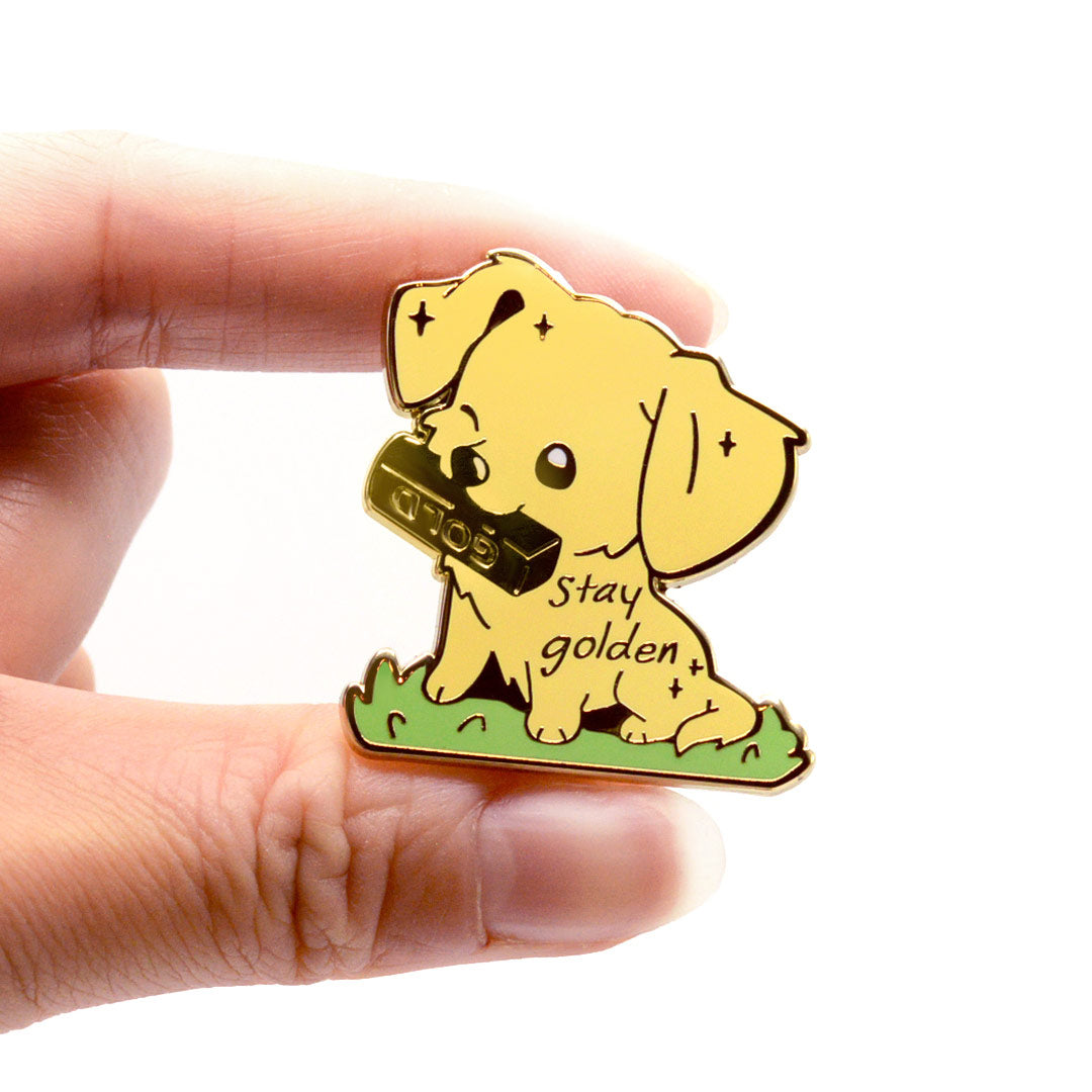 "Stay Golden" Golden Retriever Enamel Pin Brooches & Lapel Pins Flair Fighter   