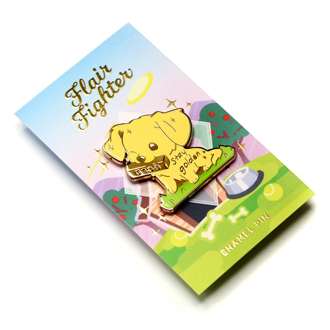 "Stay Golden" Golden Retriever Enamel Pin Brooches & Lapel Pins Flair Fighter   