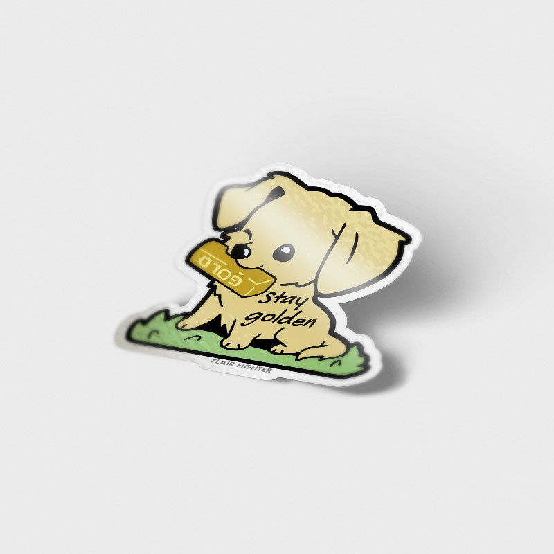 "Stay Golden" Golden Retriever Vinyl Sticker Decorative Stickers Flair Fighter   