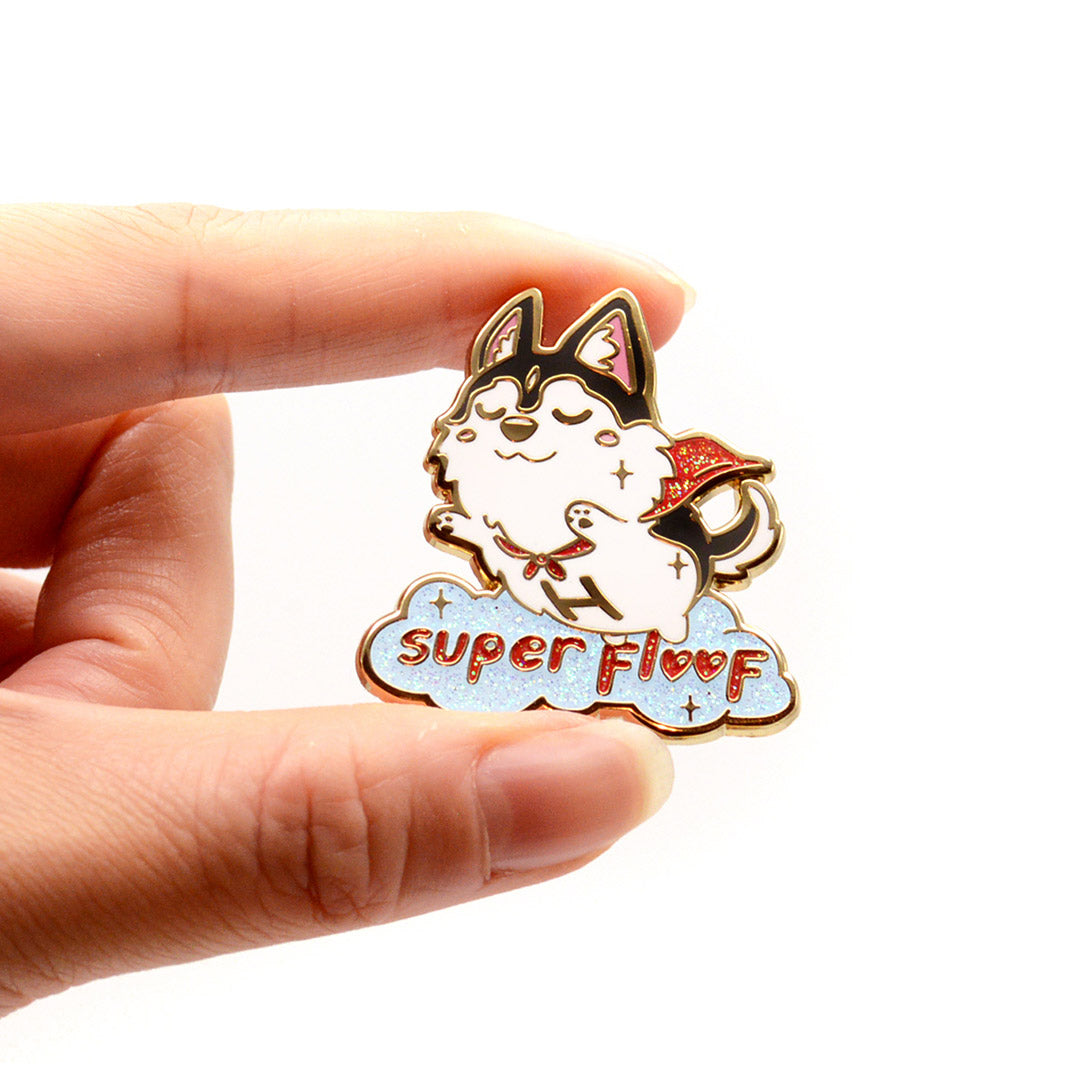 Super Floof Hero Husky Enamel Pin Brooches & Lapel Pins Flair Fighter   