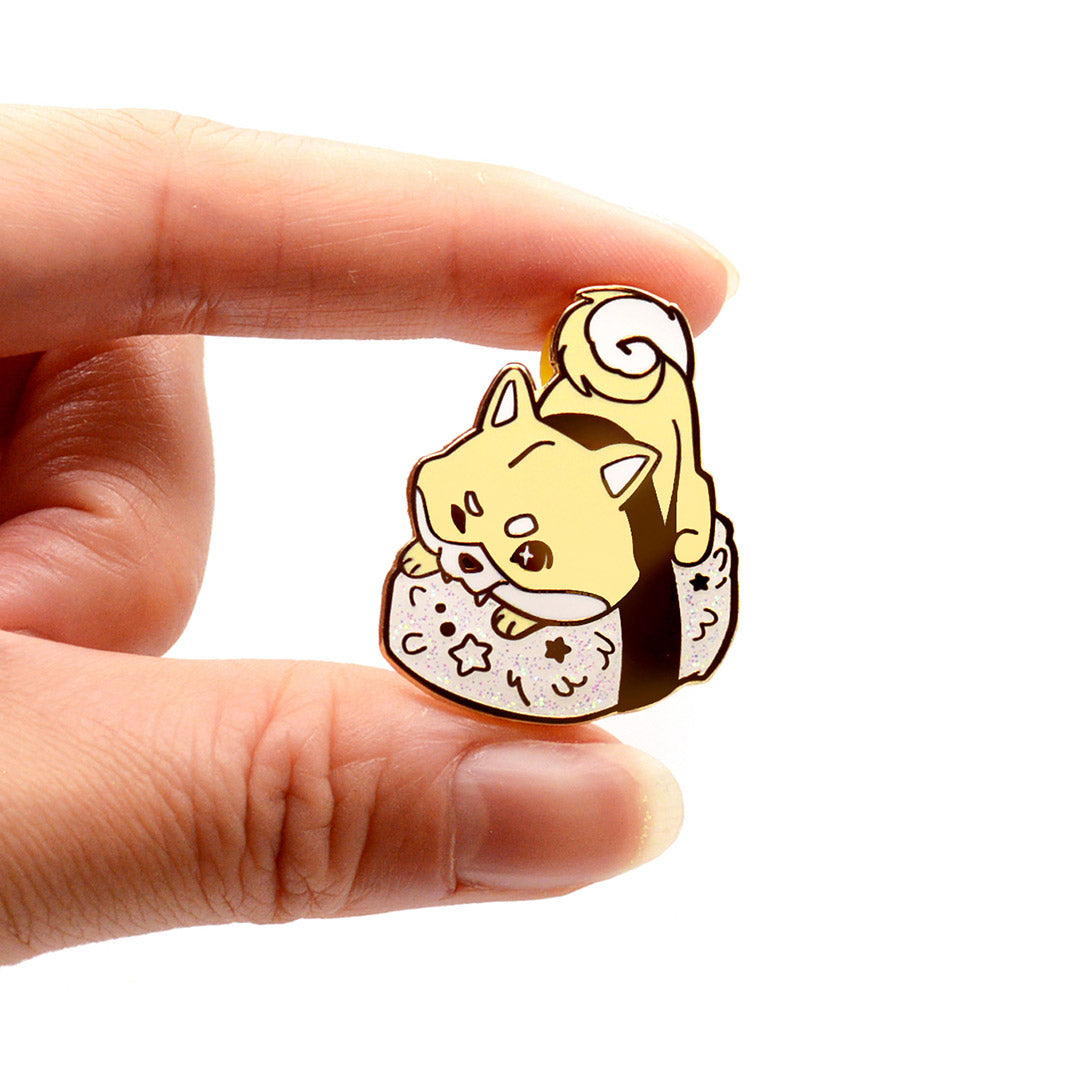 Cream Shiba Inu Sushi Enamel Pin Brooches & Lapel Pins Flair Fighter   