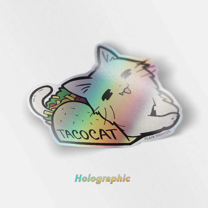 Taco Cat Holographic Vinyl Sticker Decorative Stickers Flair Fighter   