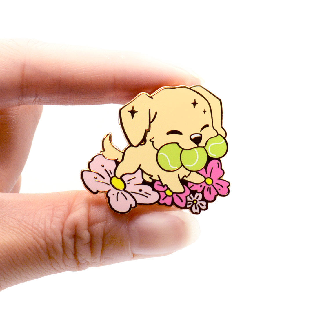 Golden Retriever Tennis Balls Enamel Pin Brooches & Lapel Pins Flair Fighter   