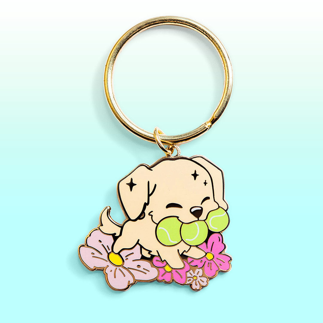 Golden Retriever Tennis Balls Enamel Keychain  Flair Fighter   